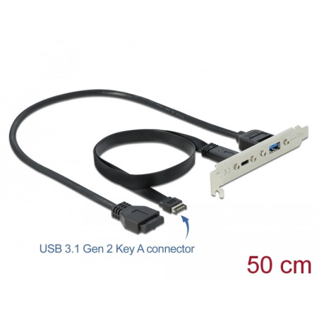 Delock USB 10 Gbps Slotblech mit 1 x USB Type-C™ und 1 x USB Typ-A Port