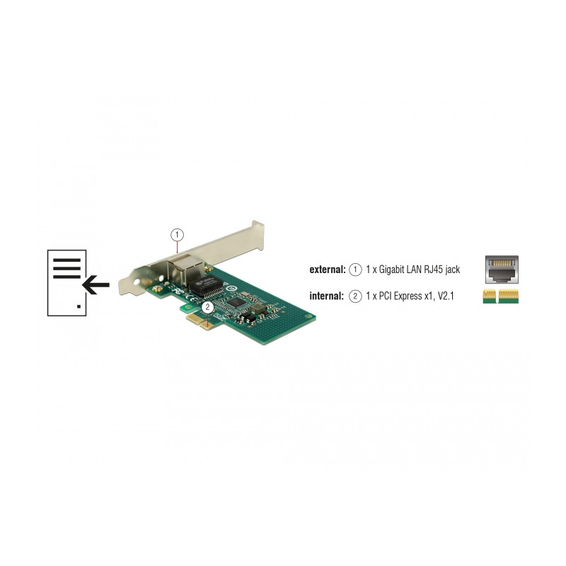 Delock PCI Express x1 Netzwerkkarte Gigabit LAN 1 x RJ45 i210