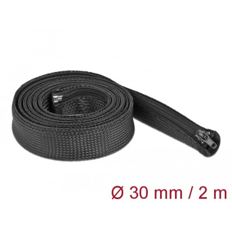Delock Geflechtschlauch mit Reißverschluss hitzebeständig 2 m x 30 mm schwarz