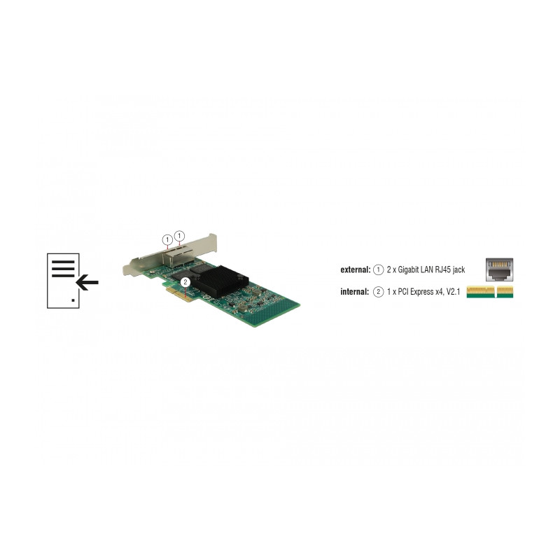 Delock PCI Express x4 Netzwerkkarte Gigabit LAN 2 x RJ45 i350