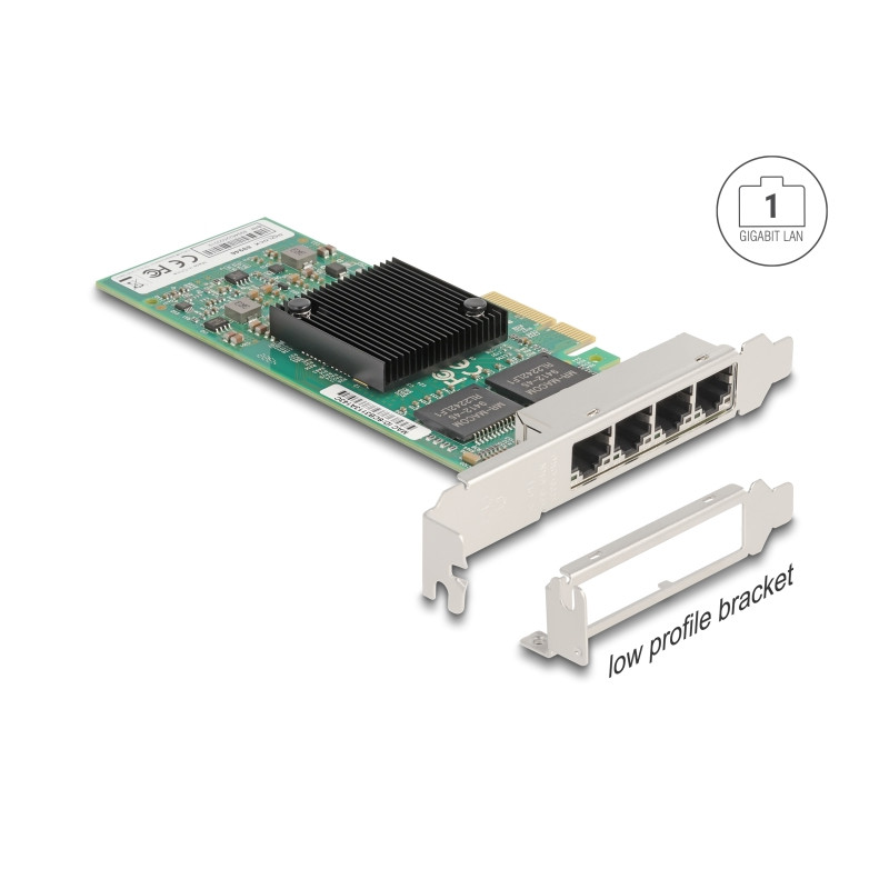 Delock PCI Express x4 Netzwerkkarte Gigabit LAN 4 x RJ45 i350