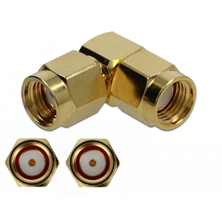 Delock Adapter RP-SMA Stecker zu RP-SMA Stecker 90° 10 GHz