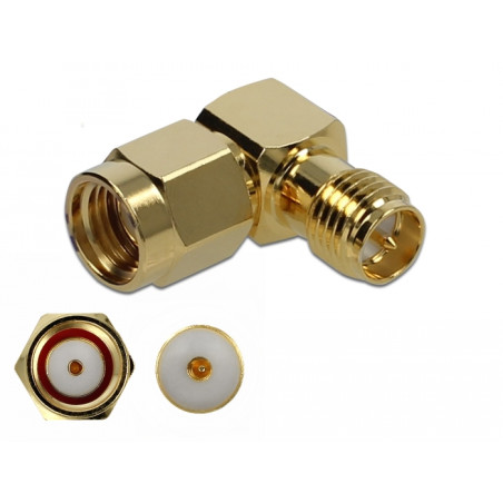 Delock Adapter RP-SMA Stecker zu RP-SMA Buchse 90° 10 GHz