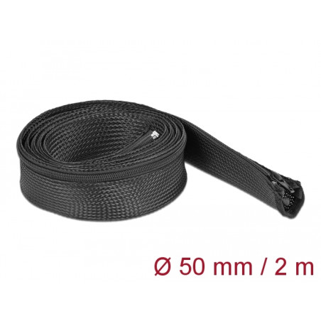 Delock Geflechtschlauch mit Reißverschluss hitzebeständig 2 m x 50 mm schwarz