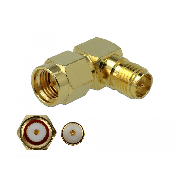 Delock Adapter SMA Stecker zu RP-SMA Buchse 90° 3 GHz