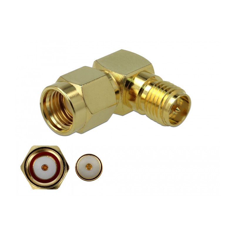 Delock Adapter RP-SMA Stecker zu RP-SMA Buchse 90° 3 GHz