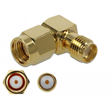 Delock Adapter RP-SMA Stecker zu SMA Buchse 90° 10 GHz