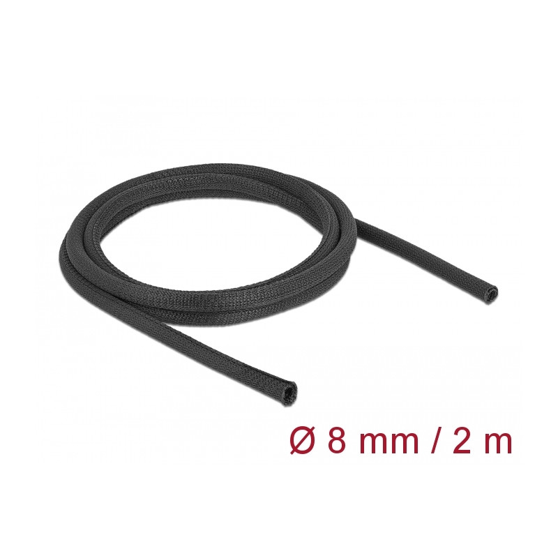 Delock Gewebeschlauch selbstschließend hitzebeständig 2 m x 8 mm schwarz