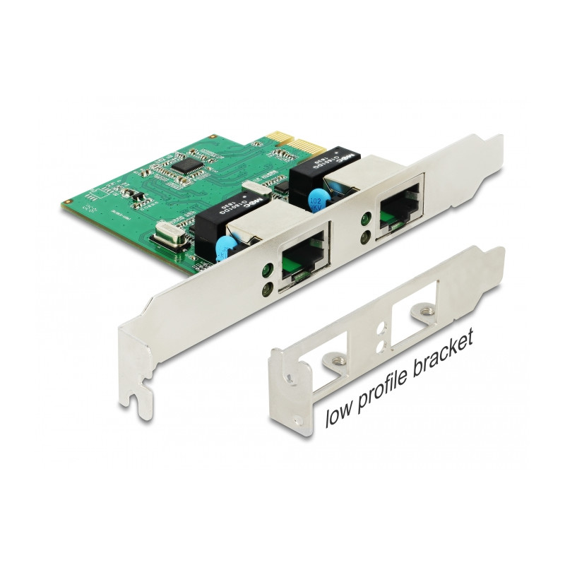 Delock PCI Express x1 Netzwerkkarte Gigabit LAN 2 x RJ45 RTL8111