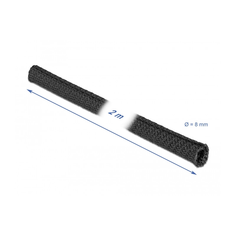 Delock Gewebeschlauch selbstschließend hitzebeständig 2 m x 8 mm schwarz
