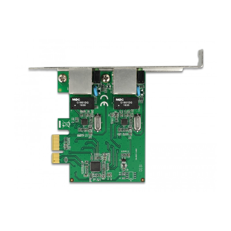 Delock PCI Express x1 Netzwerkkarte Gigabit LAN 2 x RJ45 RTL8111