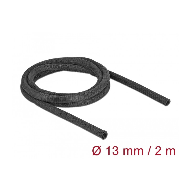 Delock Gewebeschlauch selbstschließend hitzebeständig 2 m x 13 mm schwarz