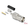 Delock BNC Buchse 50 Ohm zum Crimpen RG-174 / RG-316 mit passendem Schrumpfschlauch - 5 Stück