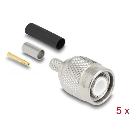 Delock TNC Stecker zum Crimpen LMR 200 mit passendem Schrumpfschlauch - 5 Stück