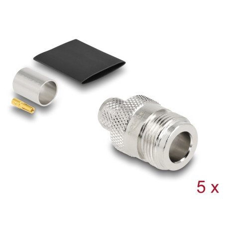 Delock N Buchse zum Crimpen LMR 400 mit passendem Schrumpfschlauch 5x
