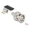 Delock BNC Stecker 75 Ohm zum Crimpen RG59 mit passendem Schrumpfschlauch - 5 Stück