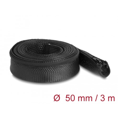 Delock Geflechtschlauch mit Reißverschluss hitzebeständig 3 m x 50 mm schwarz