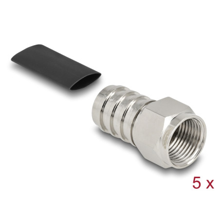 Delock F Stecker zum Crimpen RG-59 mit passendem Schrumpfschlauch - 5 Stück