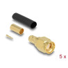 Delock SMA Stecker zum Crimpen LMR200 mit passendem Schrumpfschlauch - 5 Stück