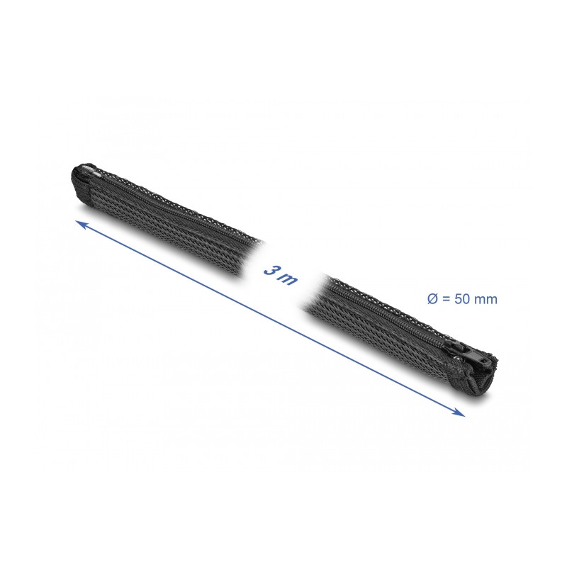Delock Geflechtschlauch mit Reißverschluss hitzebeständig 3 m x 50 mm schwarz