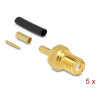 Delock RP-SMA Buchse zum Crimpen RG-174 / RG-316 mit passendem Schrumpfschlauch - 5 Stück
