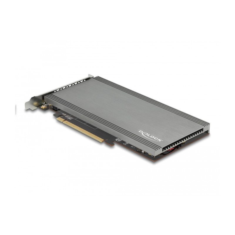 Delock PCI Express x16 Karte zu 4 x intern NVMe M.2 Key M mit Kühlkörper und Lüfter - Bifurcation