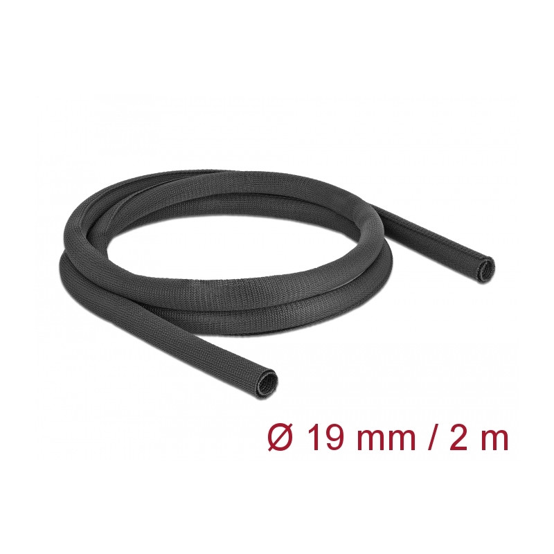Delock Gewebeschlauch selbstschließend hitzebeständig 2 m x 19 mm schwarz