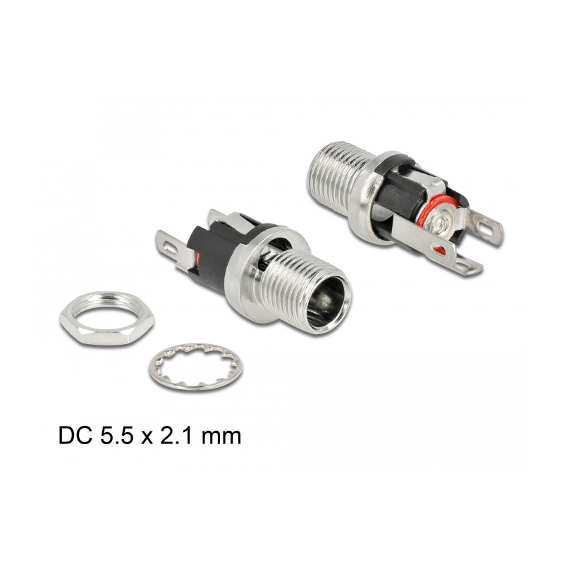 Delock Steckverbinder DC 5,5 x 2,1 x 12,0 mm Buchse zum Einbau Lötversion