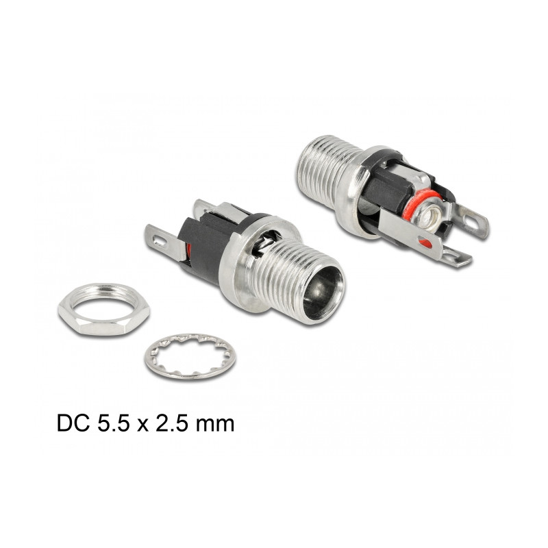 Delock Steckverbinder DC 5,5 x 2,5 x 12,0 mm Buchse zum Einbau Lötversion