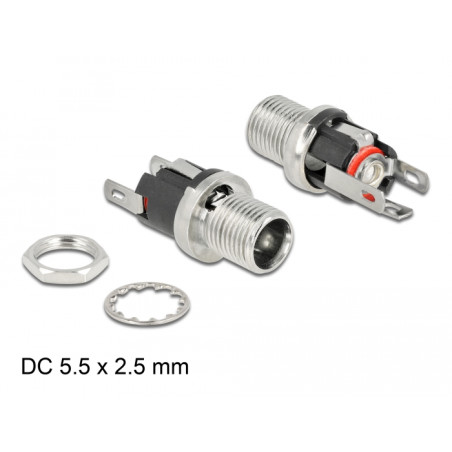Delock Steckverbinder DC 5,5 x 2,5 x 12,0 mm Buchse zum Einbau Lötversion