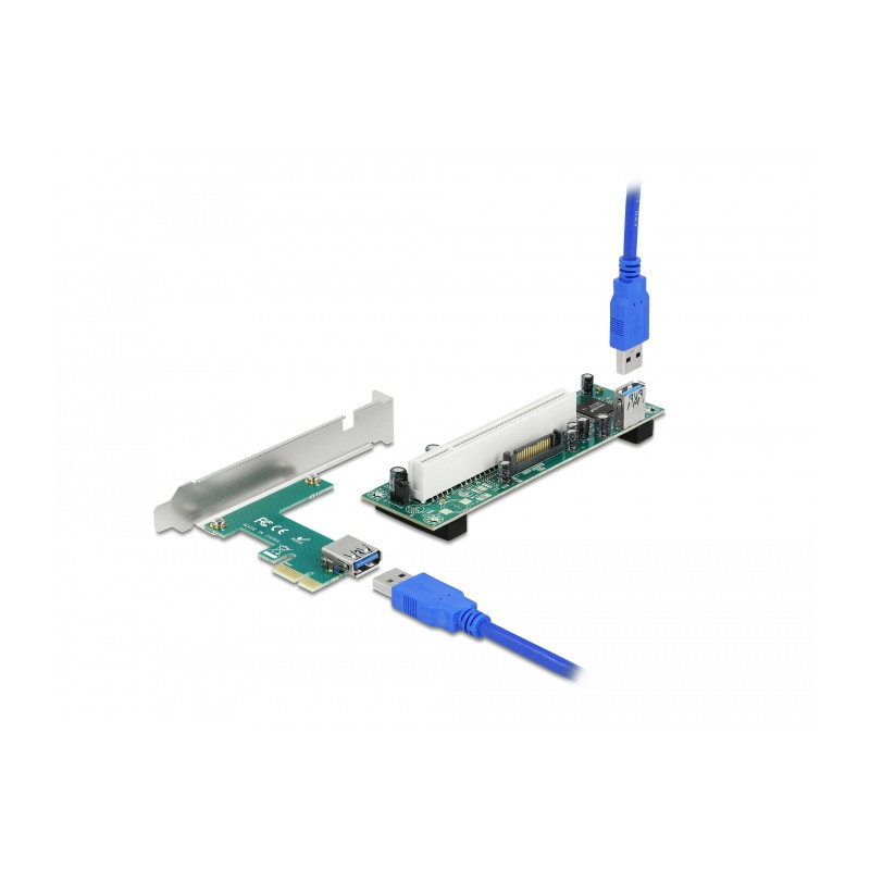 Delock Riser Karte PCI Express x1 zu 1 x PCI 32 Bit Slot mit 60 cm Kabel