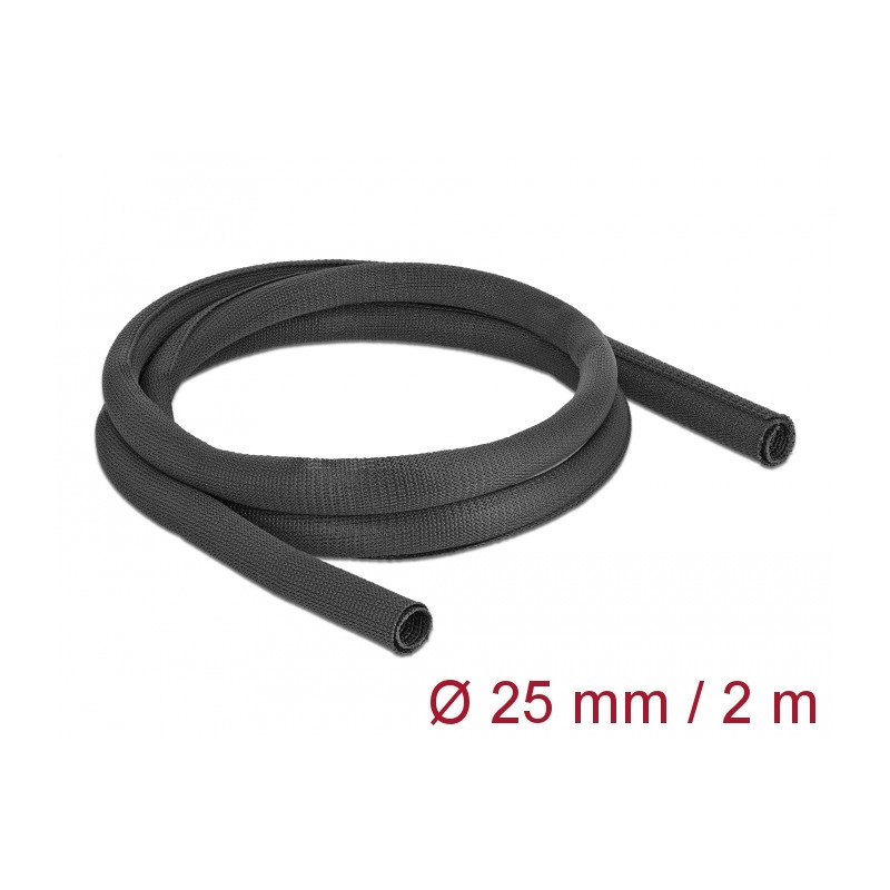 Delock Gewebeschlauch selbstschließend hitzebeständig 2 m x 25 mm schwarz