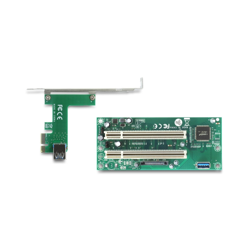 Delock Riser Karte PCI Express x1 zu 2 x PCI 32 Bit Slot mit 60 cm Kabel