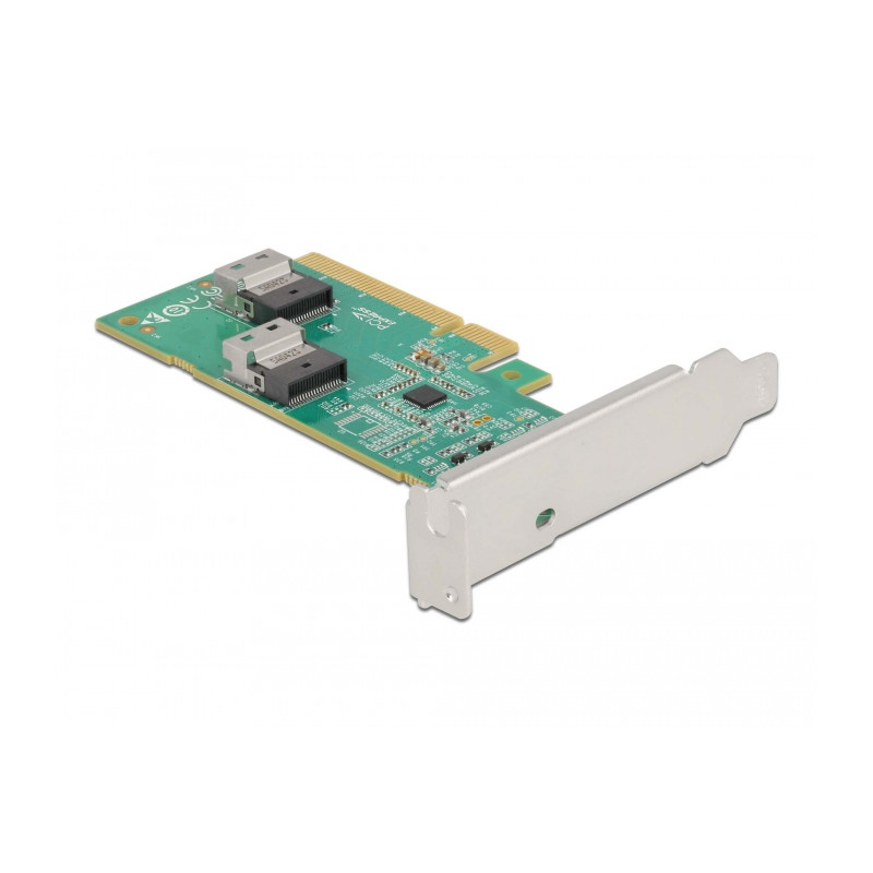 Delock PCI Express 4.0 x8 Karte zu 2 x intern SFF-8654 4i NVMe - Bifurcation - Low Profile Formfaktor