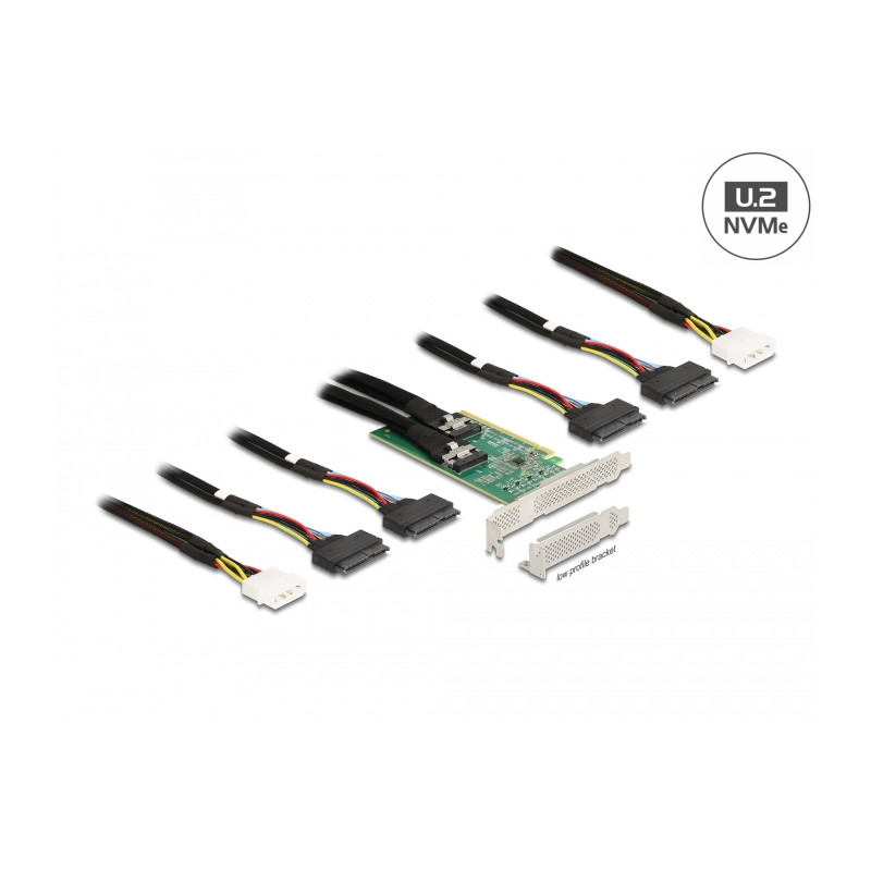 Delock PCI Express 4.0 x16 Karte zu 4 x SFF-8639 NVMe - Bifurcation - Low Profile Formfaktor