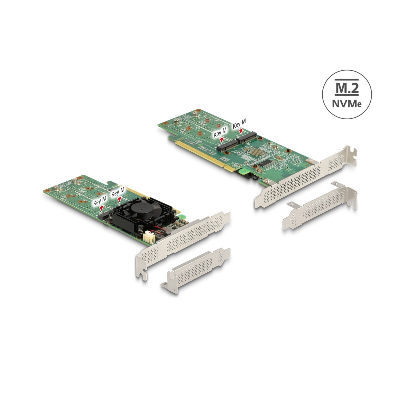 Delock PCI Express x16 Karte zu 4 x intern NVMe M.2 Key M - Low Profile Formfaktor