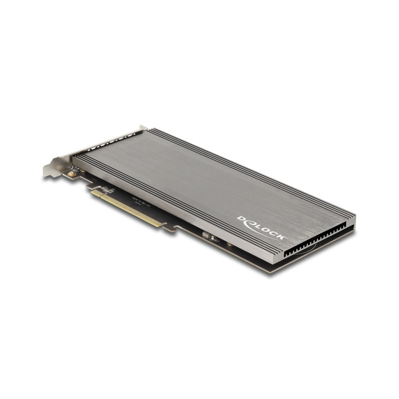Delock PCI Express 4.0 x16 Karte zu 4 x intern NVMe M.2 Key M mit Kühlkörper und Lüfter - Bifurcation