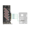 Delock PCI Express 4.0 x16 Karte zu 4 x intern NVMe M.2 Key M mit Kühlkörper und Lüfter - Bifurcation