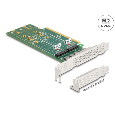 Delock PCI Express 4.0 x16 Karte zu 4 x intern NVMe M.2 Key M 110 mm - Bifurcation - Low Profile Formfaktor