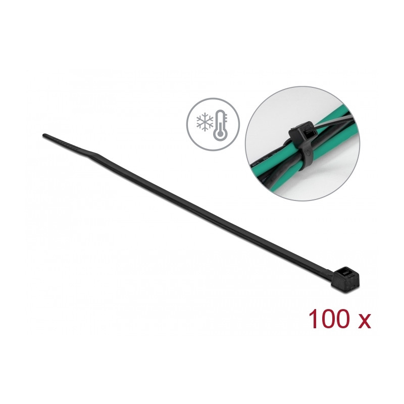 Delock Kabelbinder kälteresistent L 150 x B 3,6 mm schwarz 100 Stück