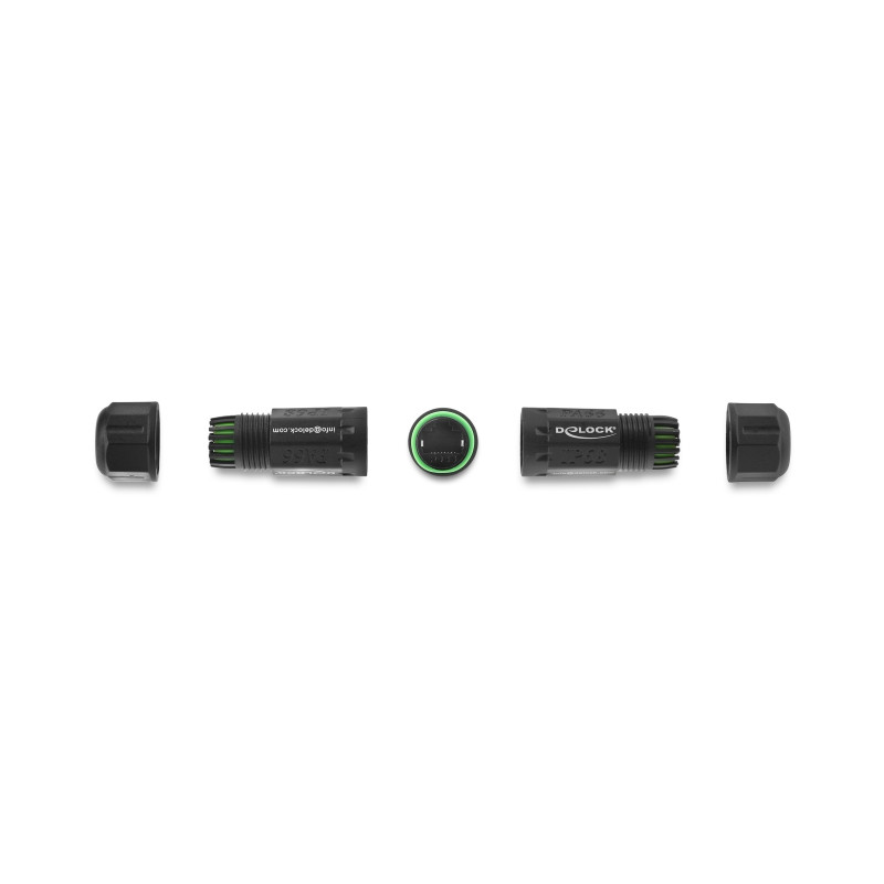 Delock Kabelverbinder RJ45 Buchse zu RJ45 Buchse Cat.6 mit M16 Gewinde IP68 staub- und wasserdicht