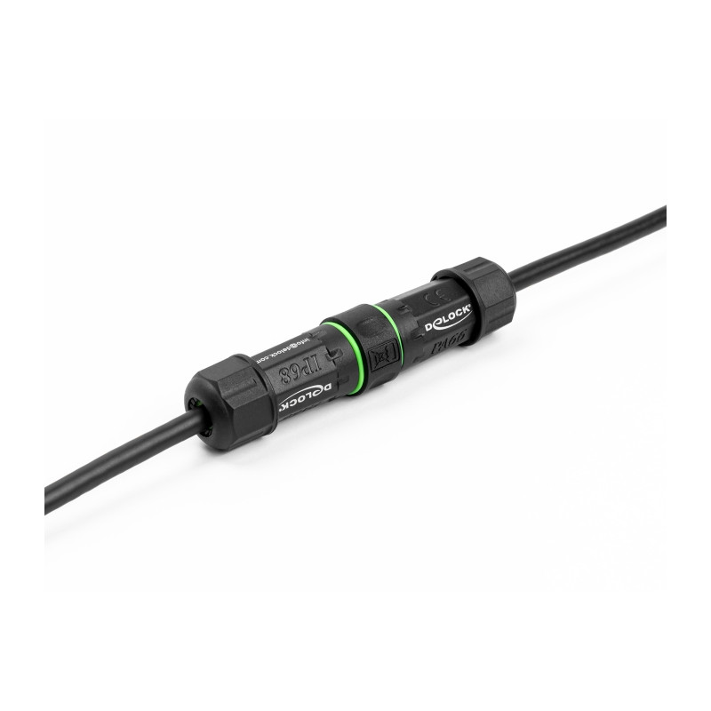 Delock Kabelverbinder RJ45 Buchse zu RJ45 Buchse Cat.6 mit M16 Gewinde IP68 staub- und wasserdicht