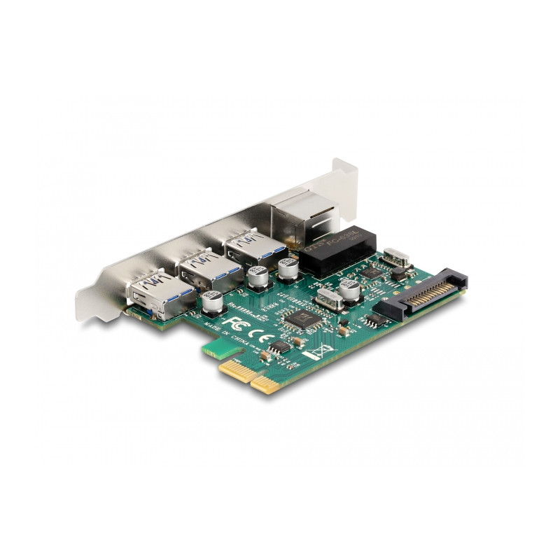 Delock PCI Express x1 Karte zu 3 x USB 5 Gbps Typ-A Buchse + 1 x Gigabit LAN
