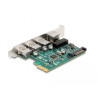 Delock PCI Express x1 Karte zu 3 x USB 5 Gbps Typ-A Buchse + 1 x Gigabit LAN