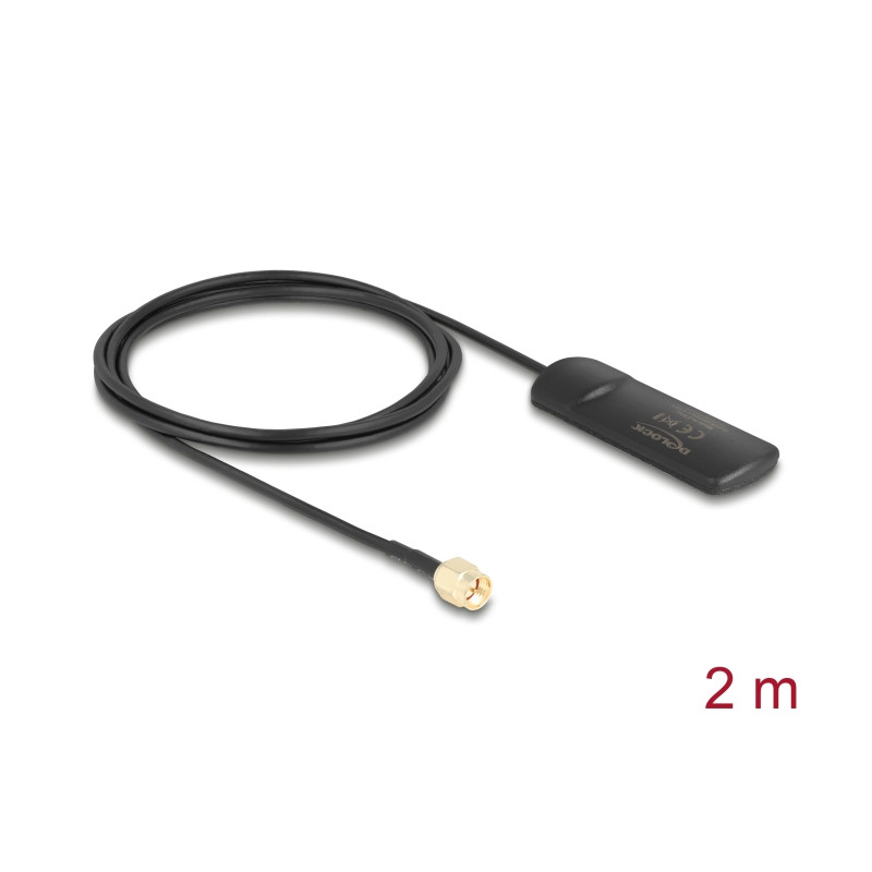 Delock GSM UMTS LTE WLAN 2,4 GHz Antenne SMA Stecker 2 dBi omnidirektional starr schwarz Klebemontage