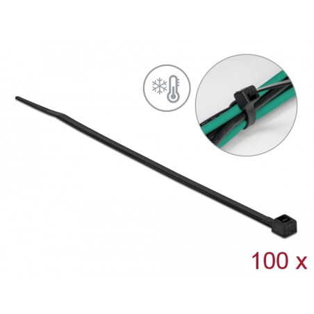 Delock Kabelbinder kälteresistent L 200 x B 3,6 mm schwarz 100 Stück