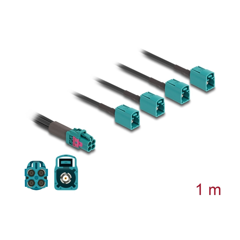 Delock Kabel Mini FAKRA Z Buchse quad zu 4 x FAKRA Z Buchse A-Typ