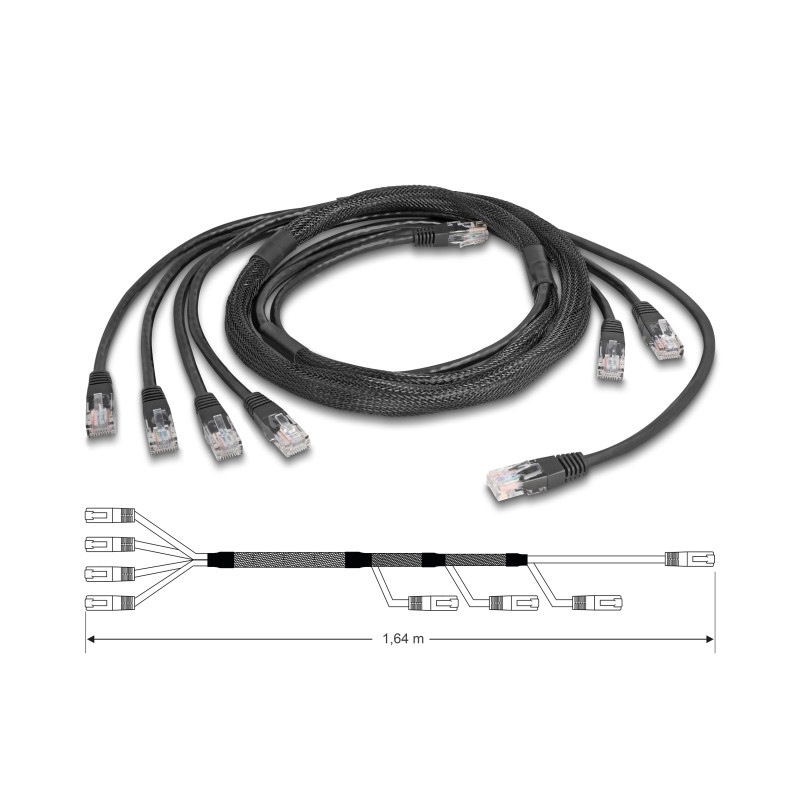 Delock RJ45 Trunk-Kabel 4 x Stecker zu 4 x Stecker Cat.5e UTP schwarz