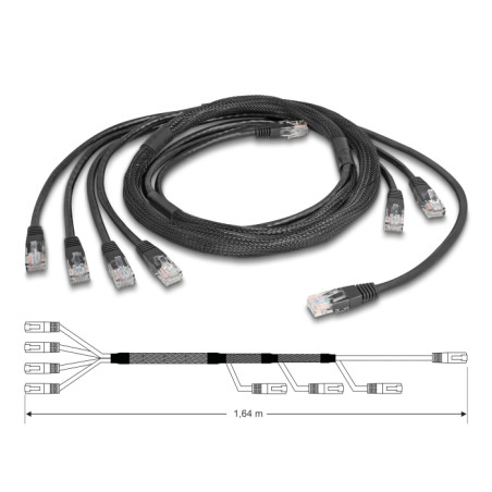 Delock RJ45 Trunk-Kabel 4 x Stecker zu 4 x Stecker Cat.5e UTP schwarz