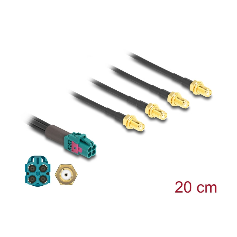 Delock Kabel Mini FAKRA Z Buchse quad zu 4 x SMA Buchse A-Typ Premium